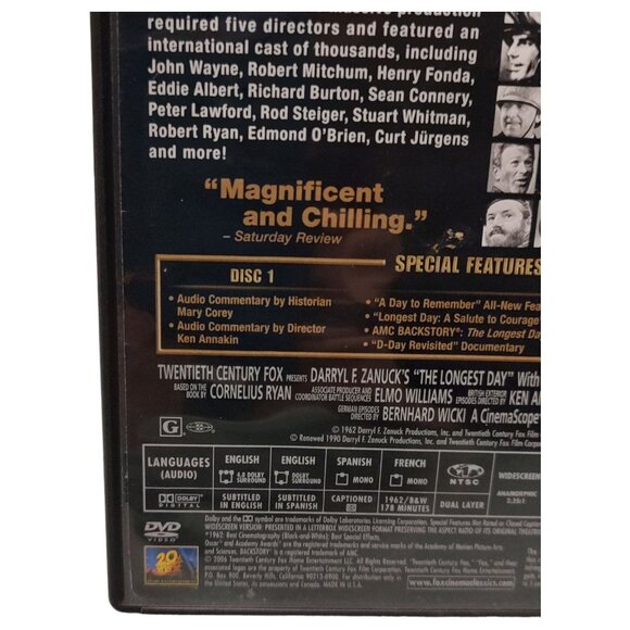 The Longest Day Vintage 1990 DVD Cinema Classics Collection Entertainment - Picture 4 of 12